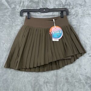 WISKII  Pleated Skort Size M Olive Green Pull On Tennis Active Asymmetric NWT